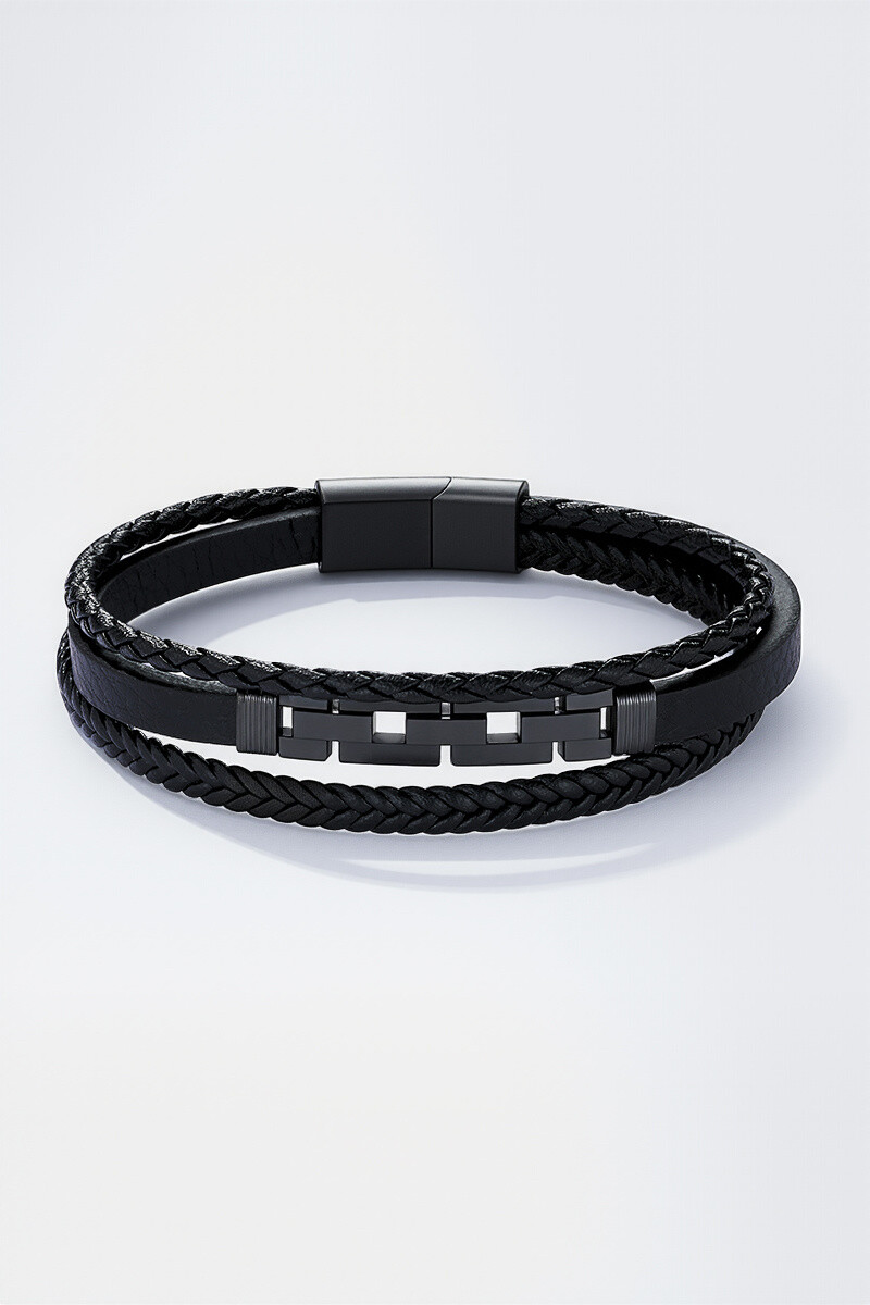 Grossista ÉLINE L'ATELIER - Bracciale in pelle e acciaio inossidabile