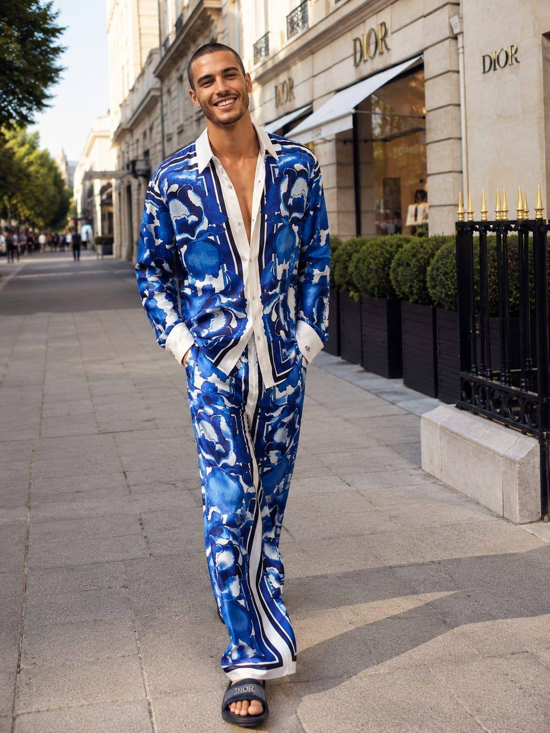 Großhändler ENVOG Paris - Luxuriöses Herren-Set mit Riviera-Blau-Druck