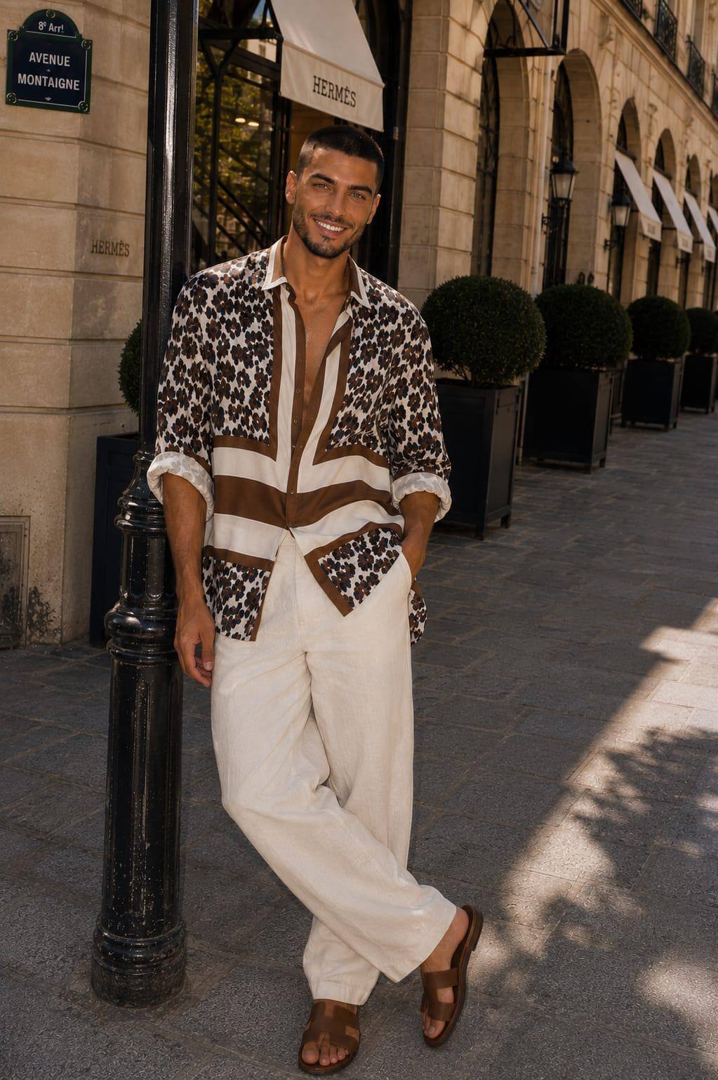Grossista ENVOG Paris - Completo uomo con camicia a stampa safari chic