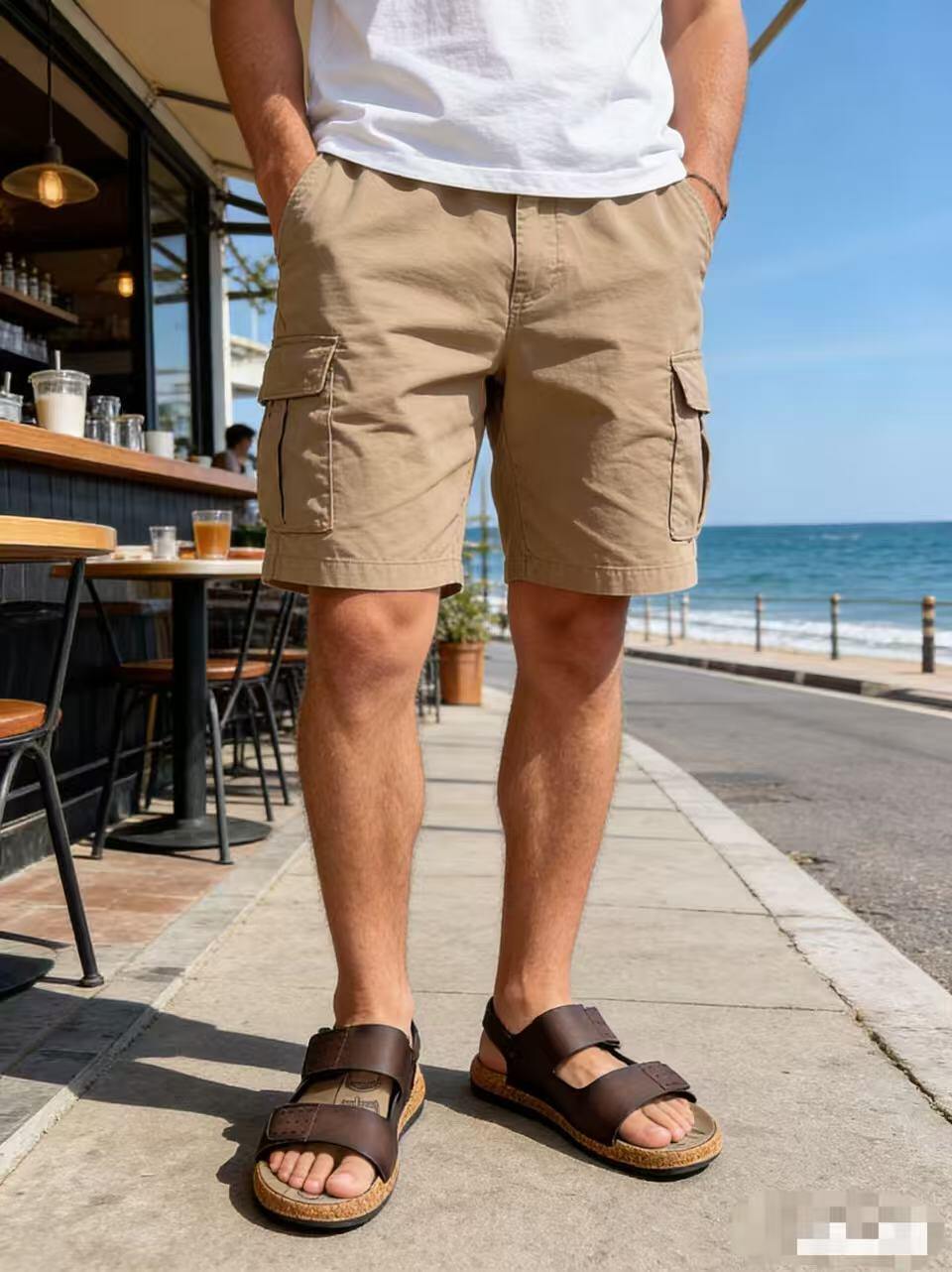 Grossiste ERICA SHOES - Sandales pour homme en cuir synthétique marron avec deux brides réglables