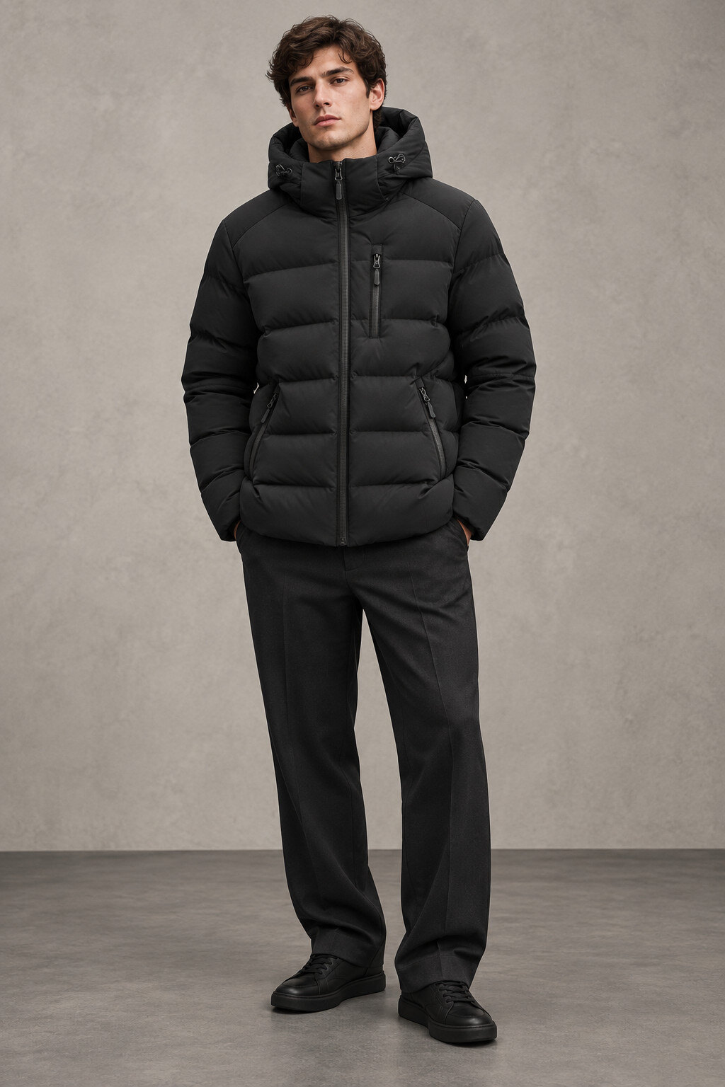 Grossiste FIVE EVER - Blouson homme matelassé – capuche amovible