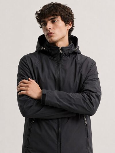Grossiste FIVE EVER - Blouson technique à capuche amovible Grossiste FIVE EVER - Blouson technique à capuche amovible