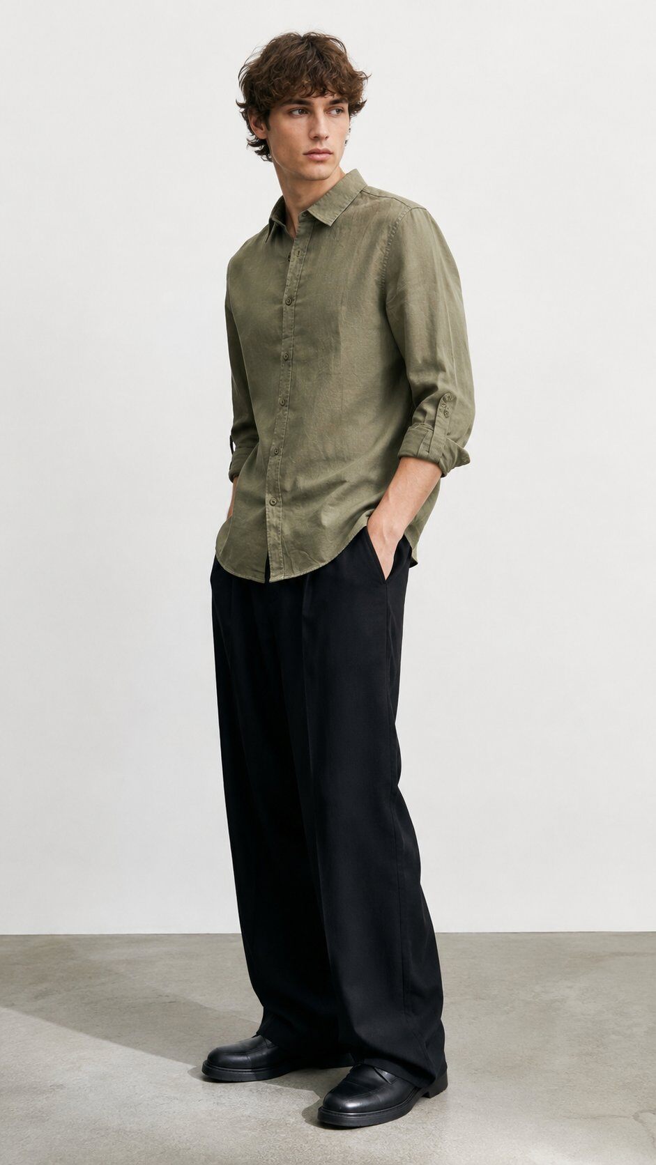 Wholesaler FIVE EVER - 80% Linen and 20% Cotton Long Sleeve Shirt