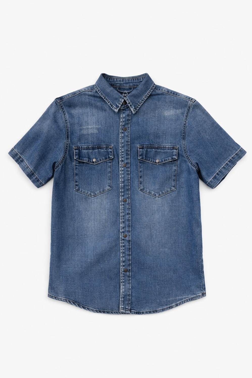 Großhändler FIVE EVER - Kurzärmlige Bluse aus Baumwoll-Denim