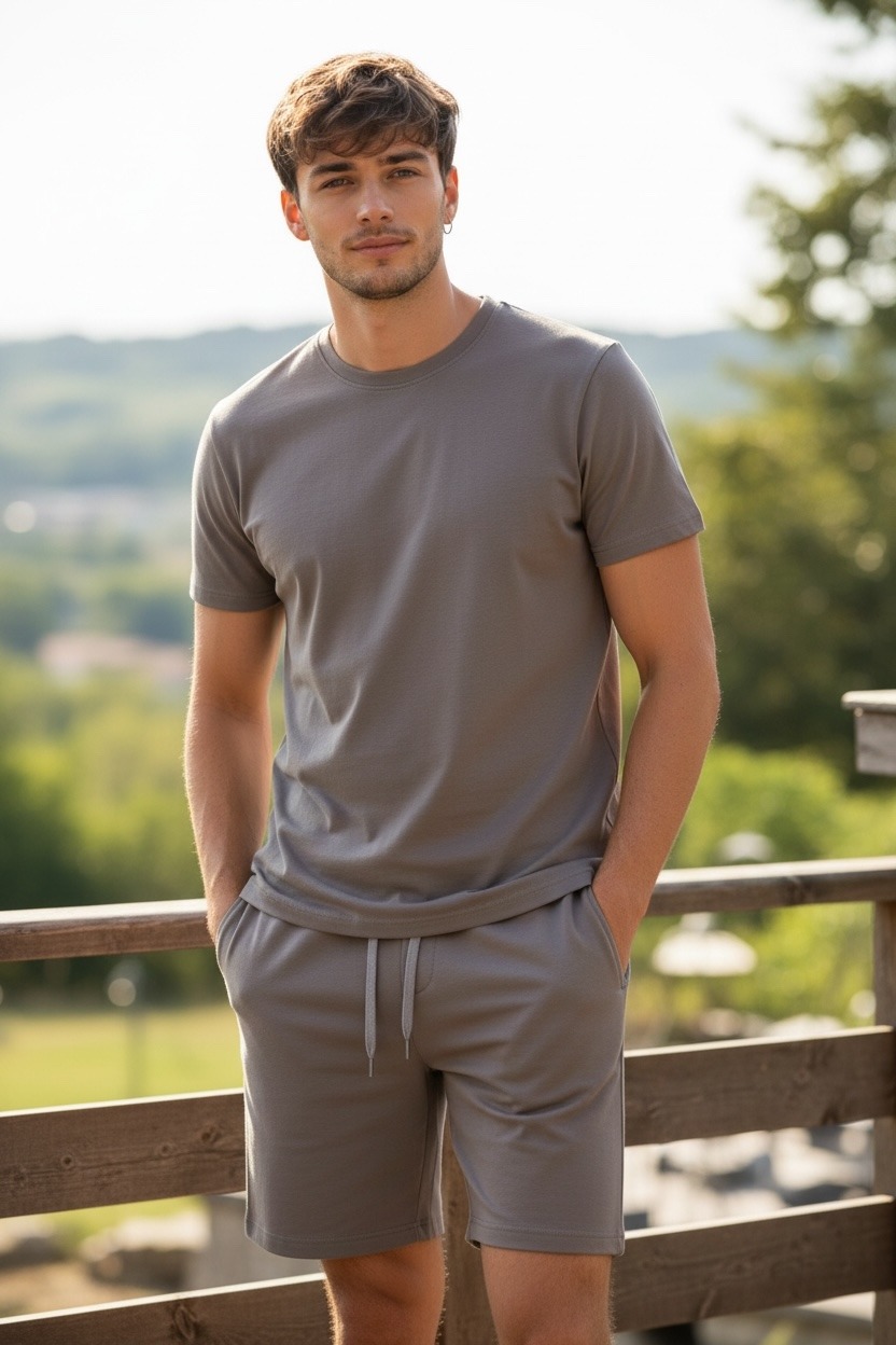 Großhändler FIVE EVER - Baumwoll-T-Shirt und Shorts Set