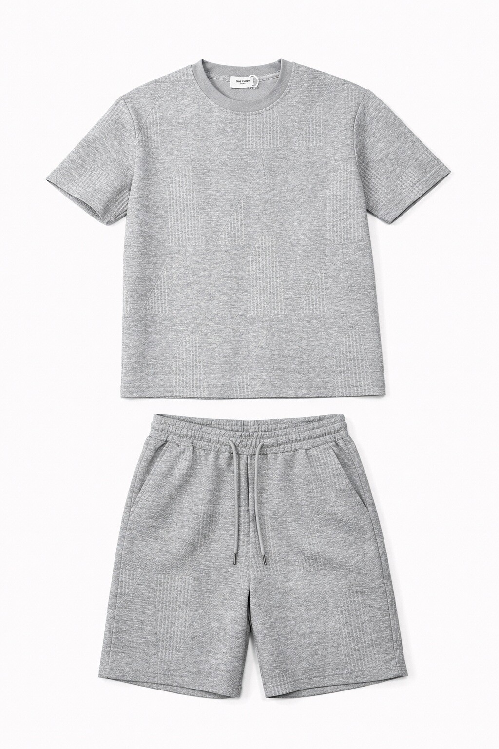 Großhändler FIVE EVER - T-Shirt und Shorts Set mit strukturiertem Muster