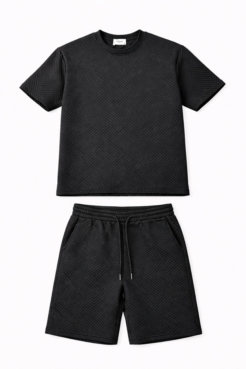 Großhändler FIVE EVER - T-Shirt und Shorts Set mit strukturiertem Muster