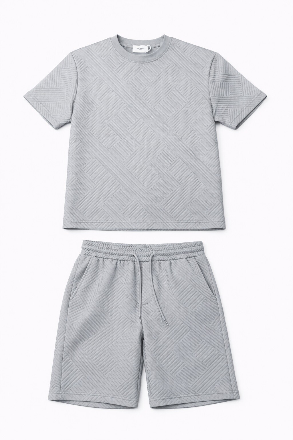 Großhändler FIVE EVER - T-Shirt und Shorts Set mit Textur-Muster