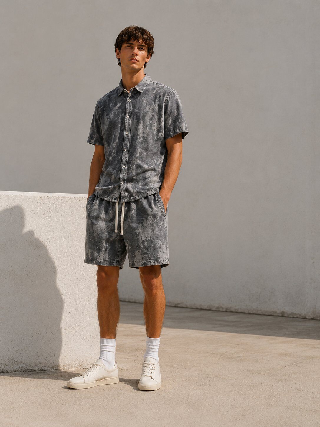 Großhändler FIVE EVER - Karo-Hemd- und Shorts-Set