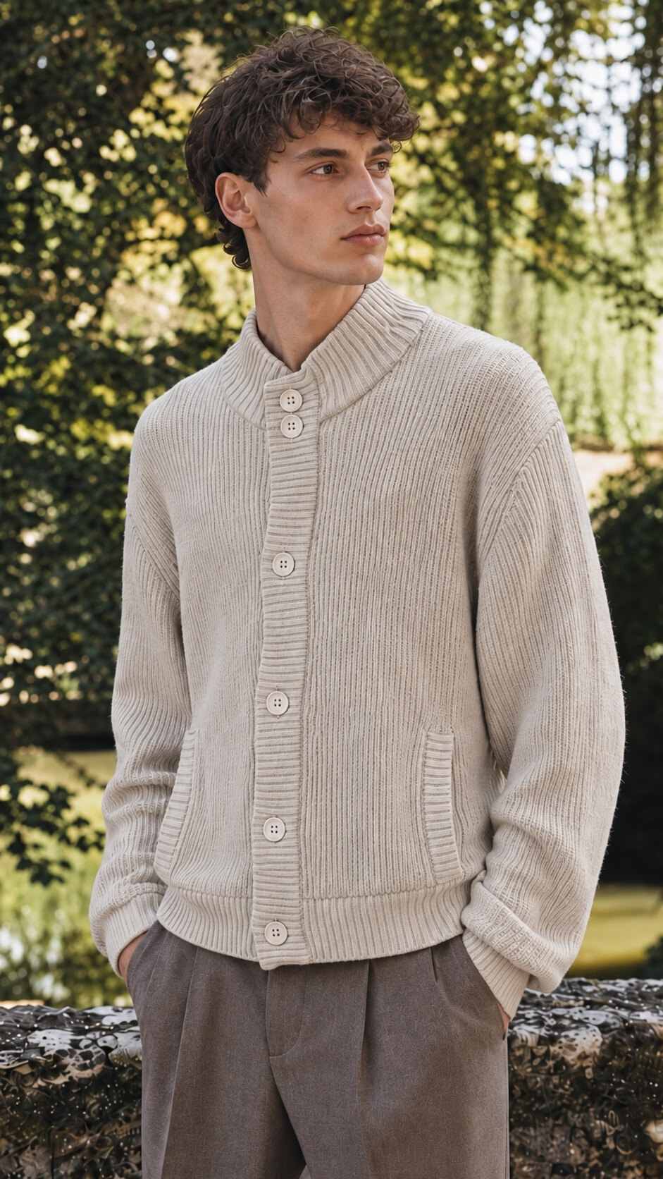 Großhändler FIVE EVER - Dicker Cardigan mit Knöpfen und Taschen