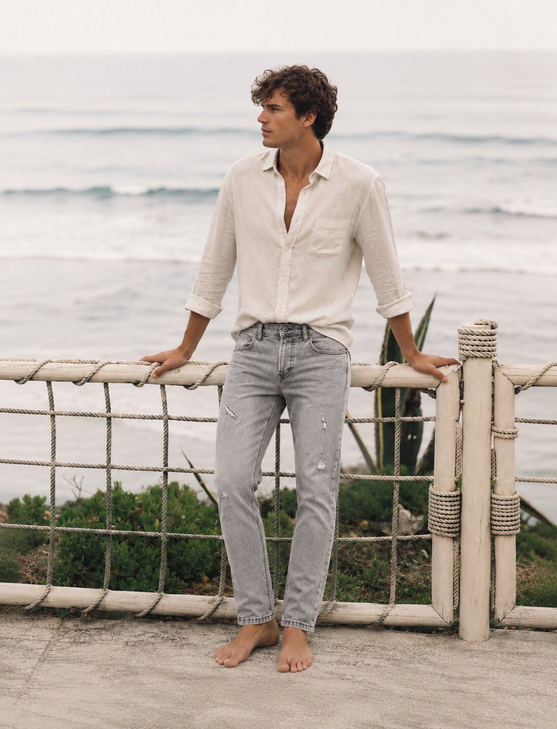 Großhändler FIVE EVER - LIGHT GREY zerrissene Baumwolljeans