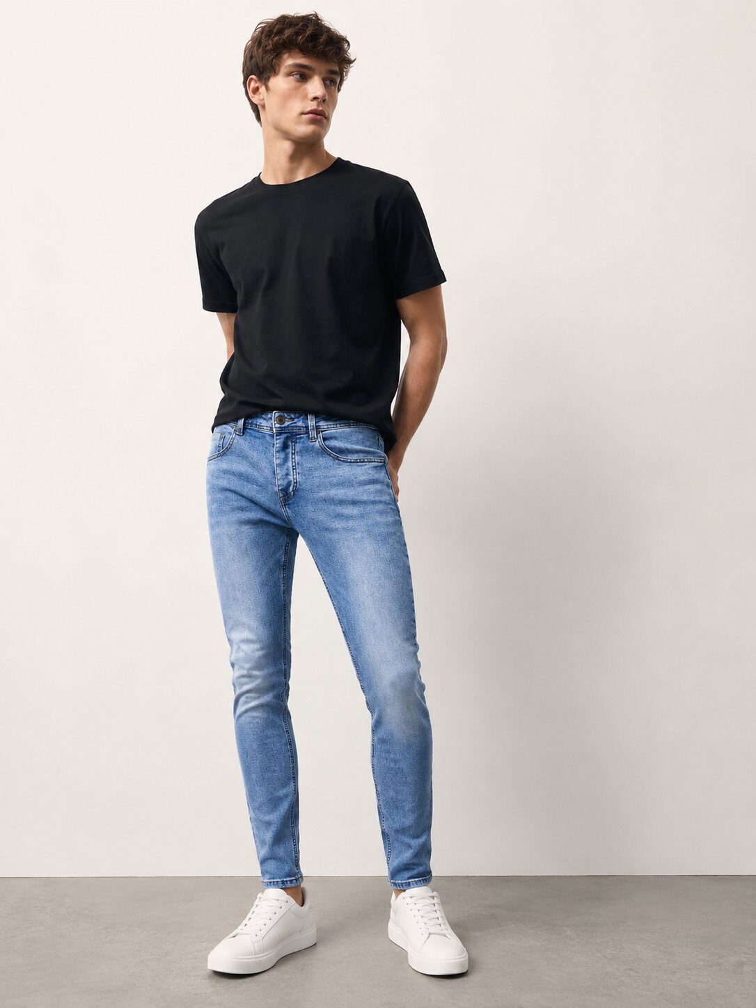 Wholesaler FIVE EVER - Men's Light Blue Washed Slim Fit Jeans – Premium Stretch Denim
