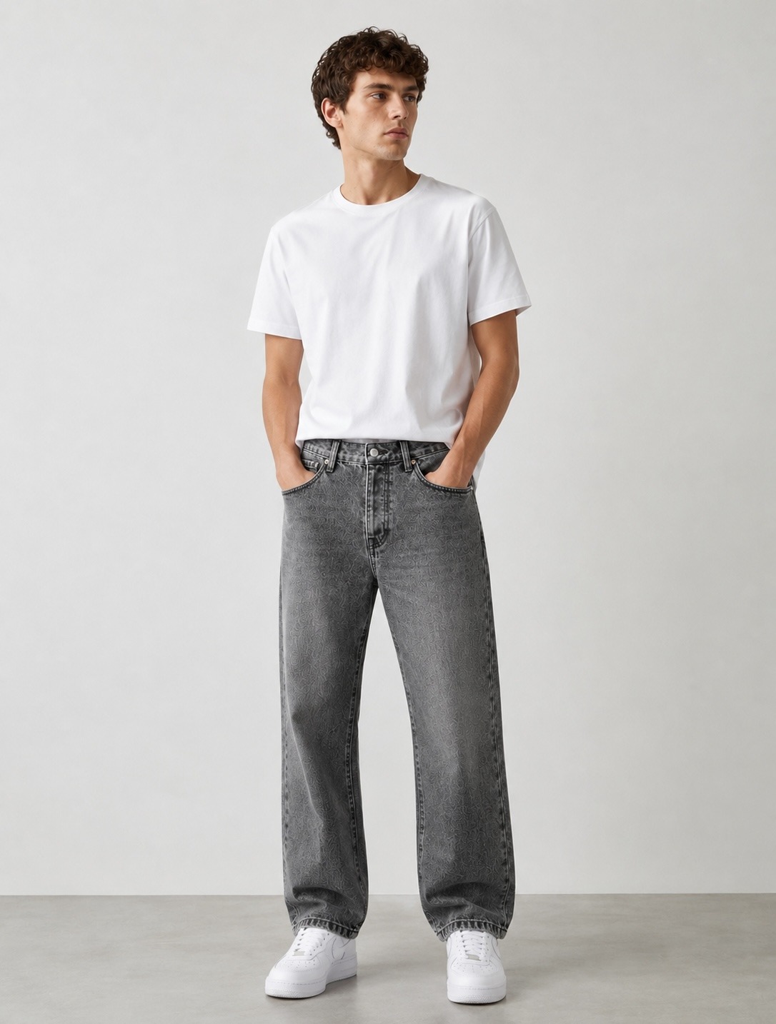 Wholesaler FIVE EVER - Grey STRAIGHT Jeans 100% Cotton