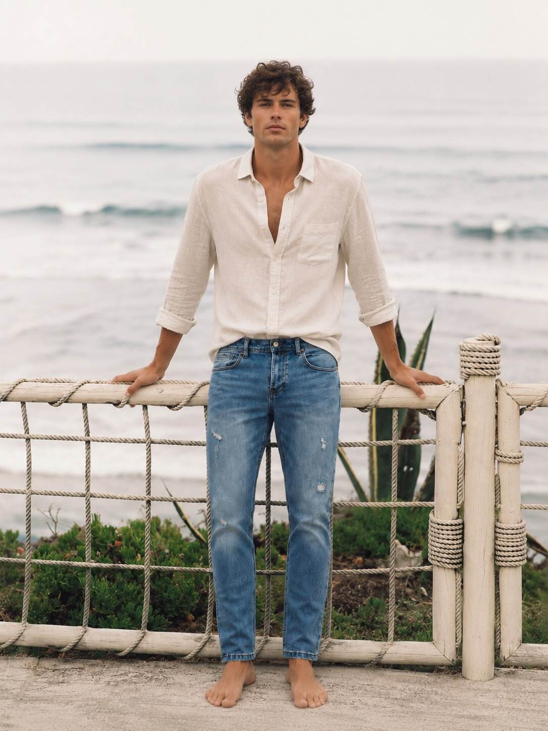 Großhändler FIVE EVER - Herren Slim Jeans in Hellblau – Komfort Stretch