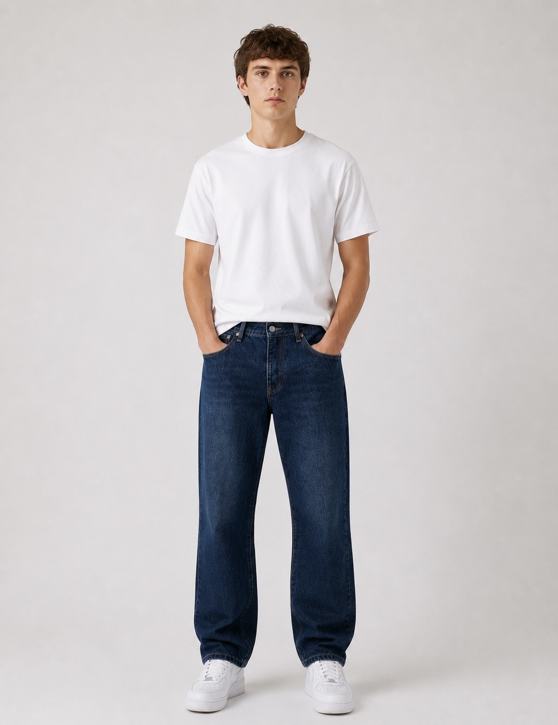 Wholesaler FIVE EVER - BLUE STRAIGHT Jeans 100% Cotton