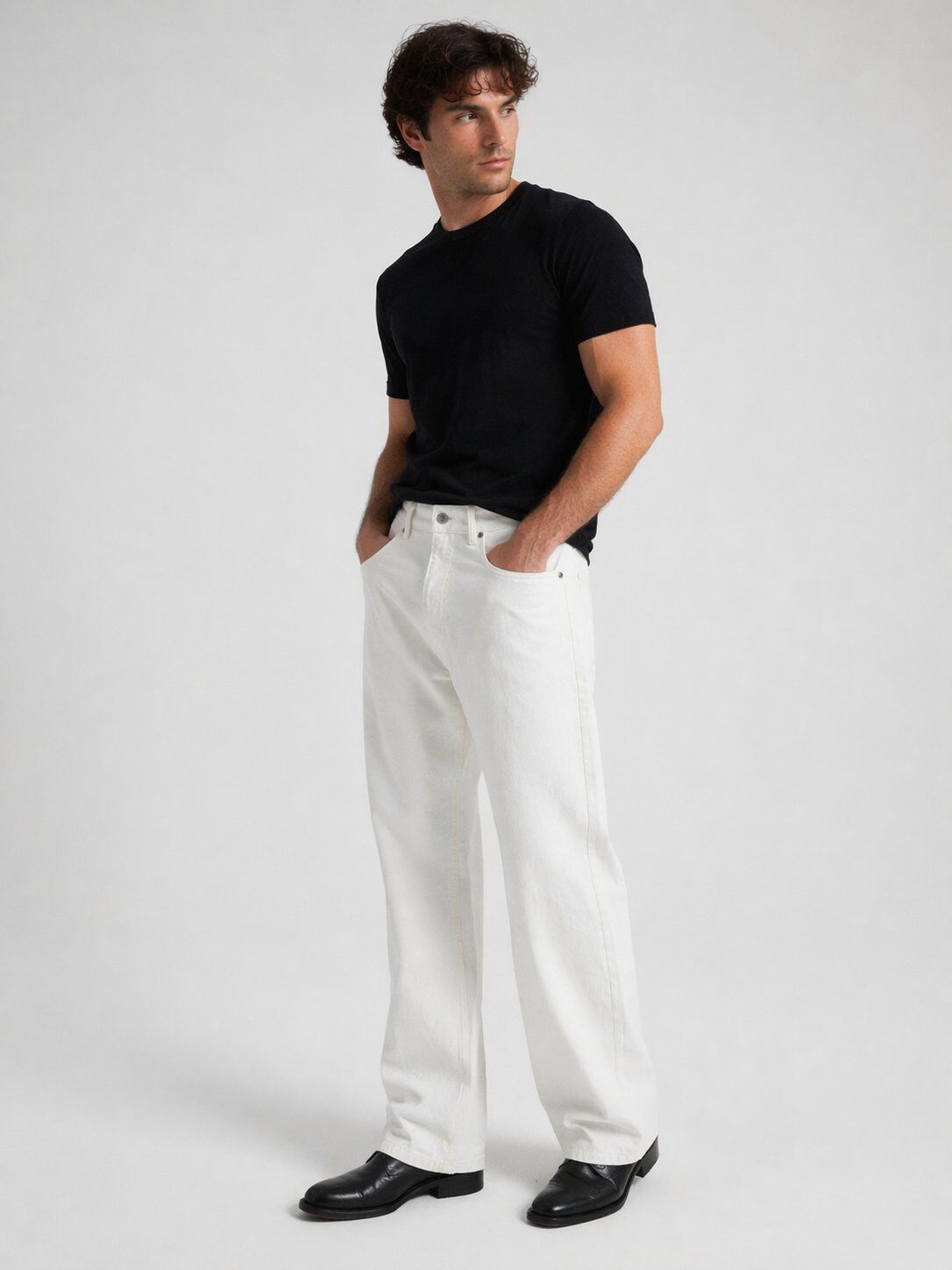 Wholesaler FIVE EVER - White Straight Jeans 100% COTTON