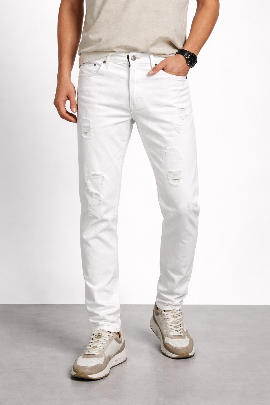 Großhändler FIVE EVER - Weiße zerrissene Jeans