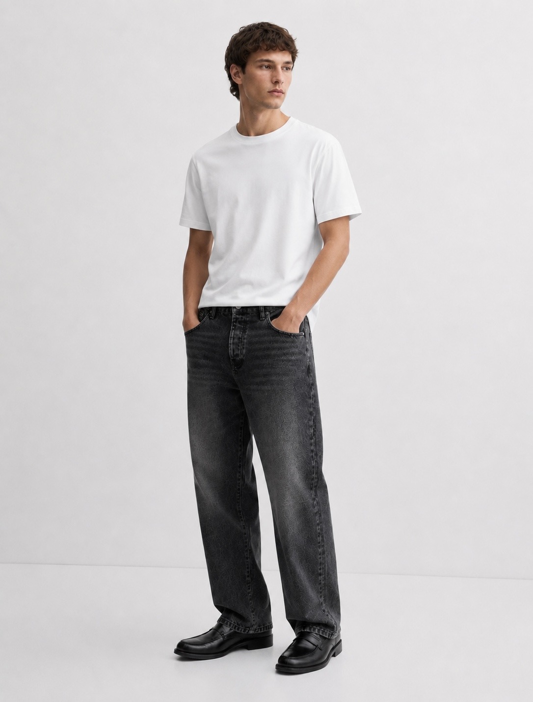 Wholesaler FIVE EVER - STRAIGHT Jeans 100% Cotton Charcoal Grey