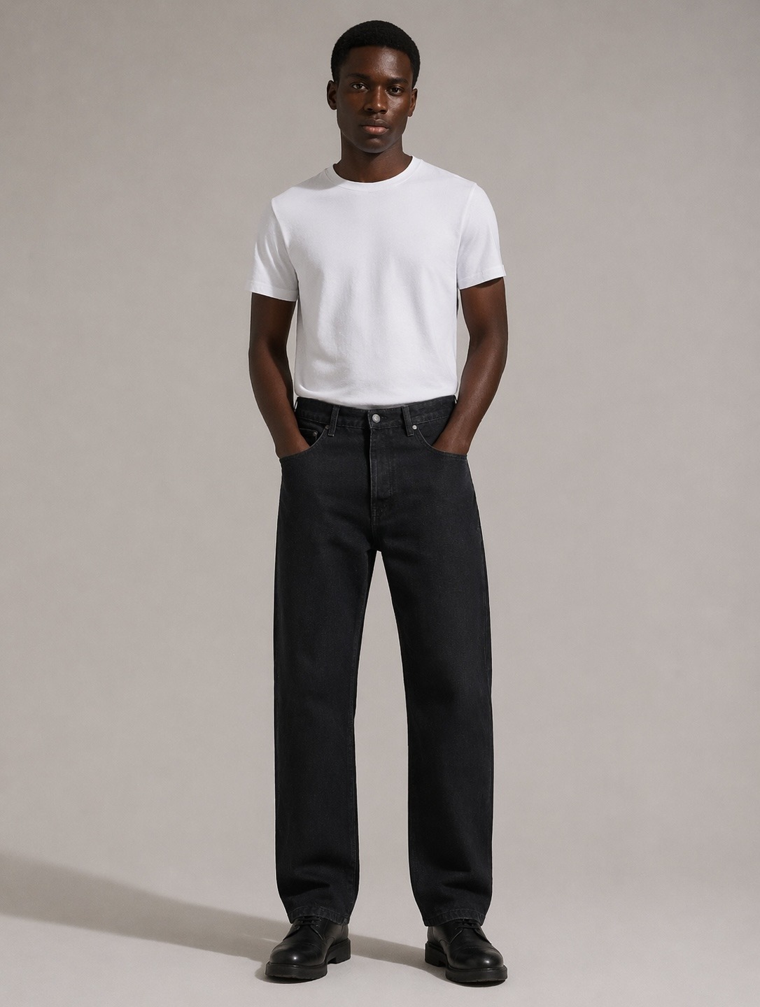 Wholesaler FIVE EVER - Black Straight Jeans 100% COTTON