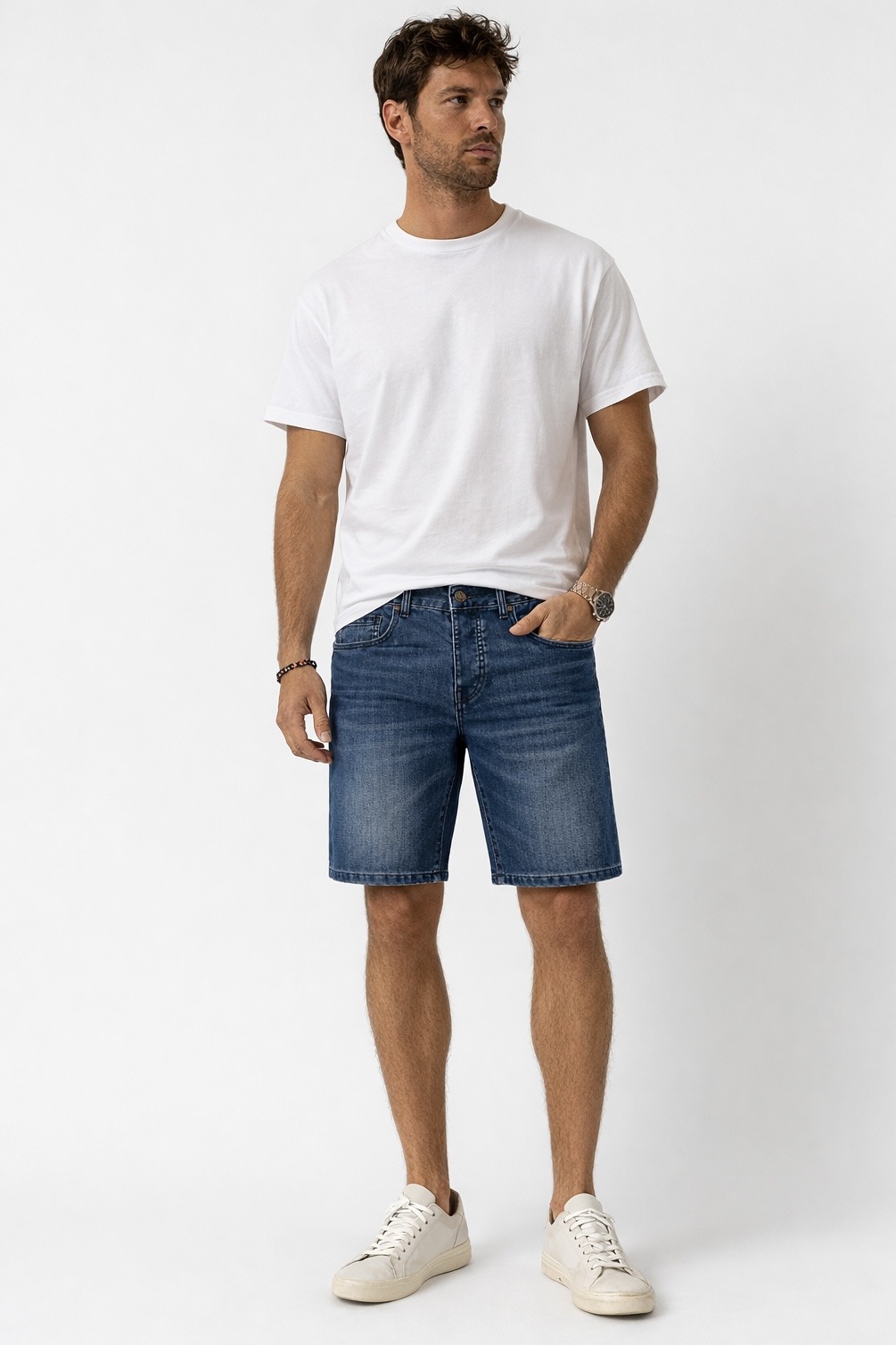 Mayorista FIVE EVER - Pantalones cortos AZUL Desgastado SLIM FIT