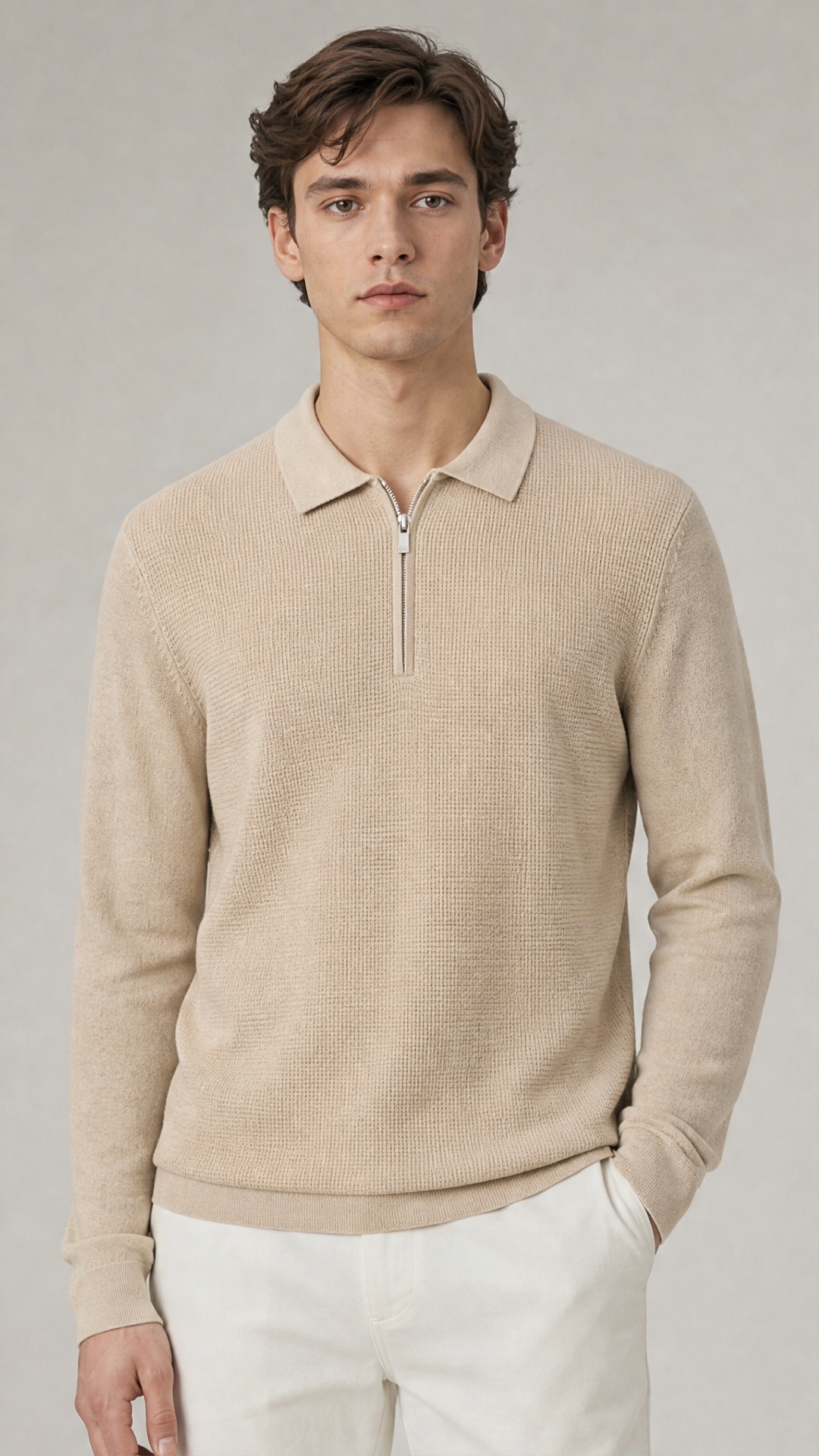 Grossista FIVE EVER - Maglione con collo polo e zip