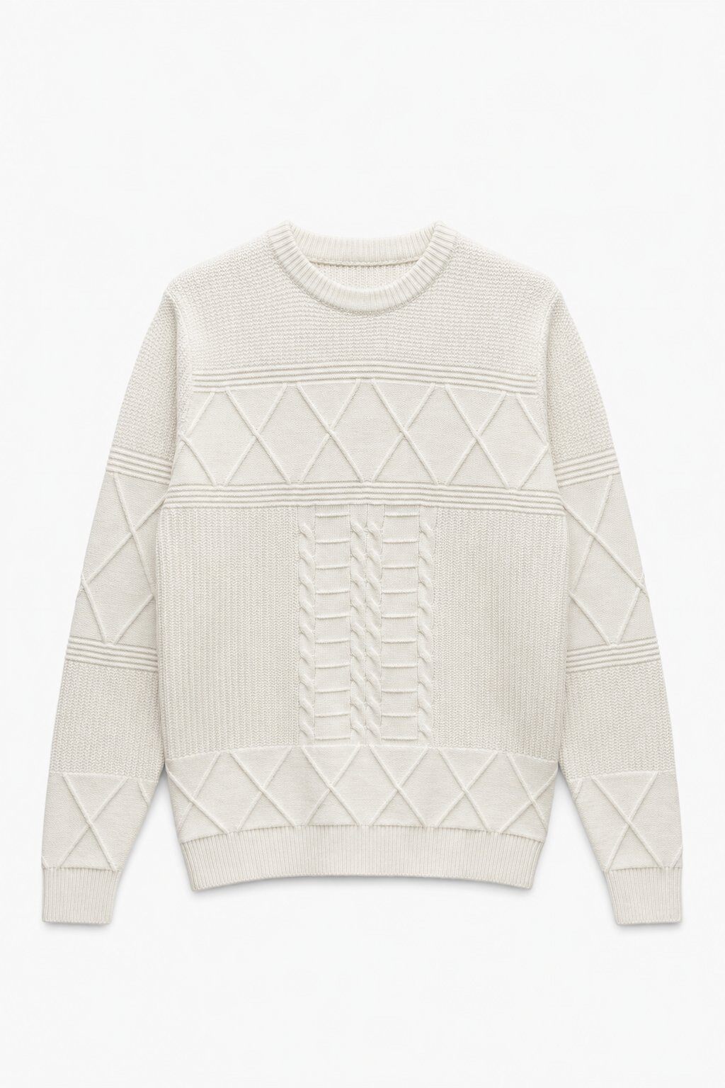 Grossiste FIVE EVER - Pull maille texturé ecru