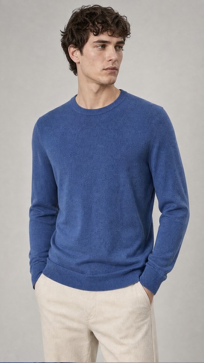 Wholesaler FIVE EVER - Blue Crew Neck Sweater Wholesaler FIVE EVER - Blue Crew Neck Sweater