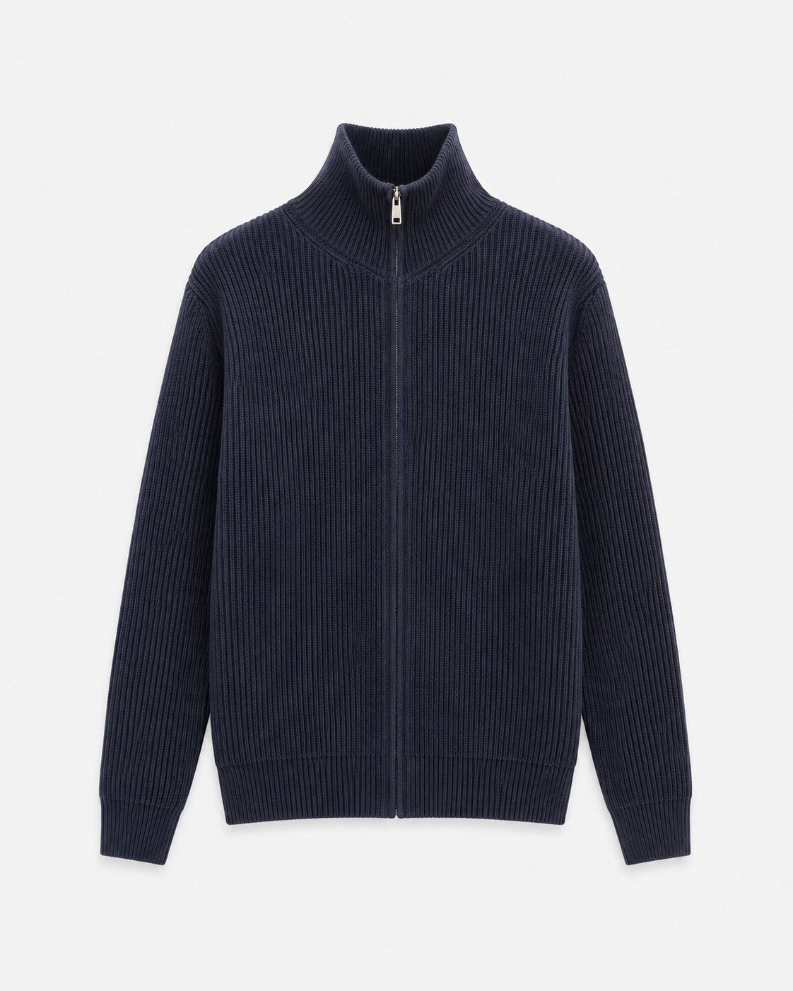 Grossiste FIVE EVER - Gilet zippé en maille côtelée Premium – Bleu Marine