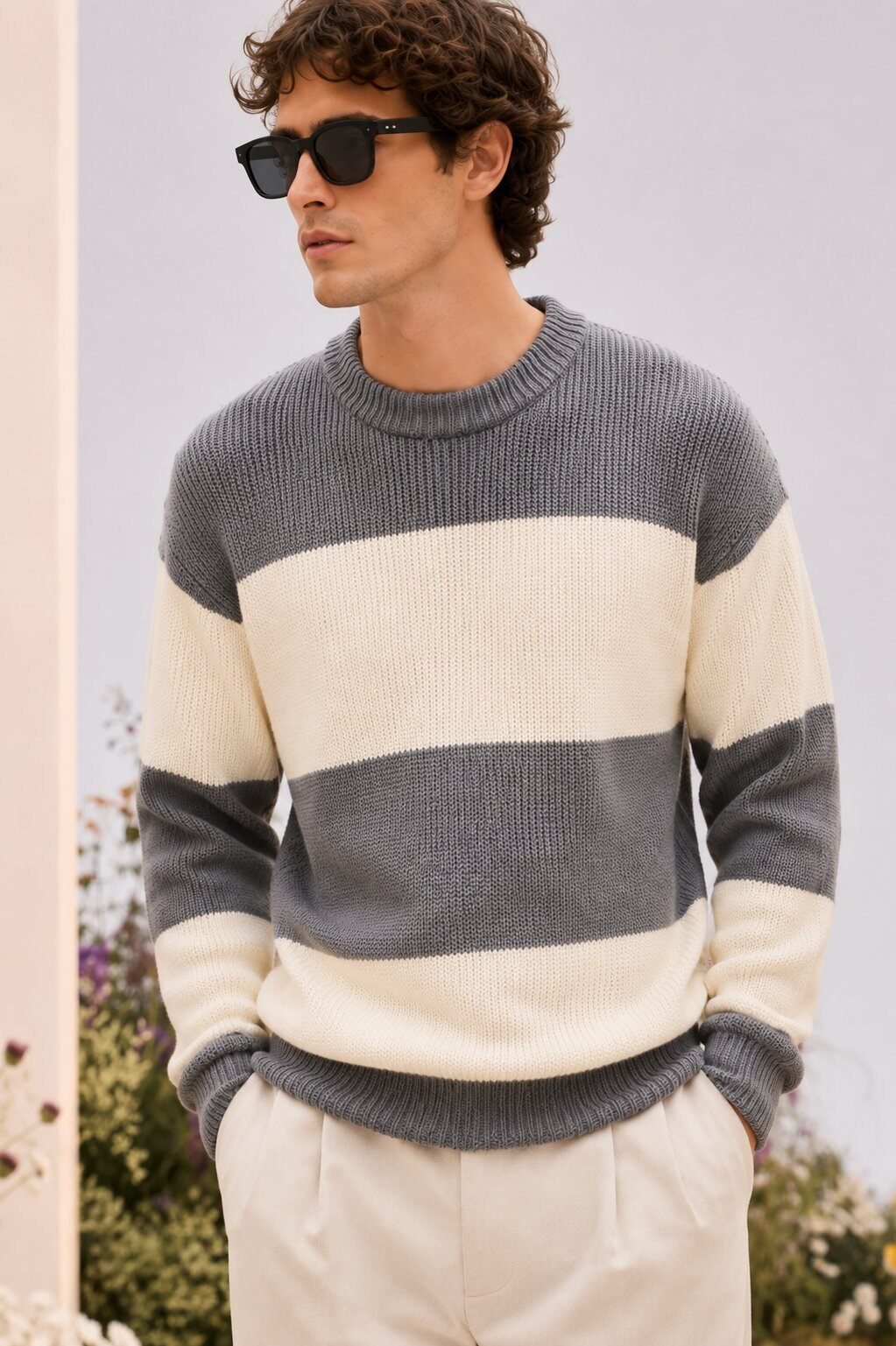 Grossiste FIVE EVER - Pull rayé bicolore