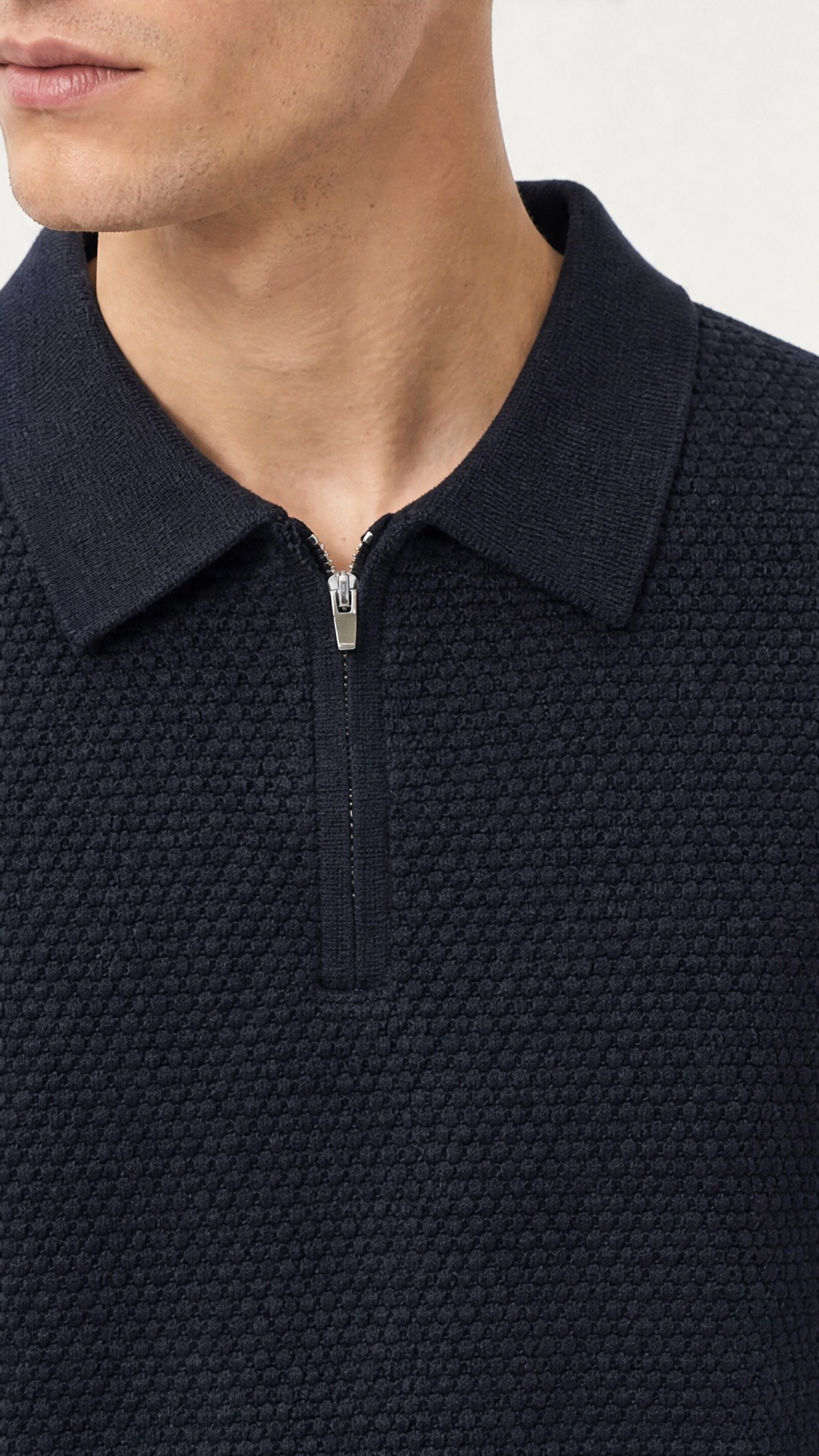 Großhändler FIVE EVER - Zip-Polo aus Waffelstrick