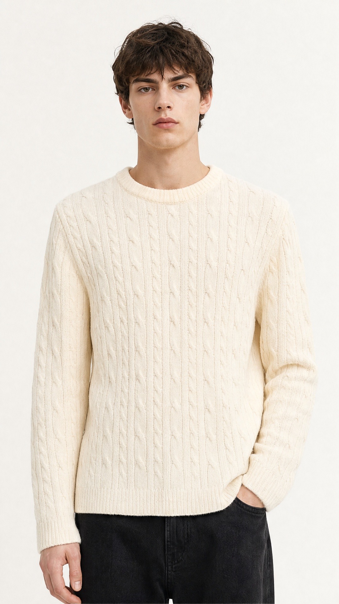 Großhändler FIVE EVER - Strickpullover mit Rundhals und Zopfmuster