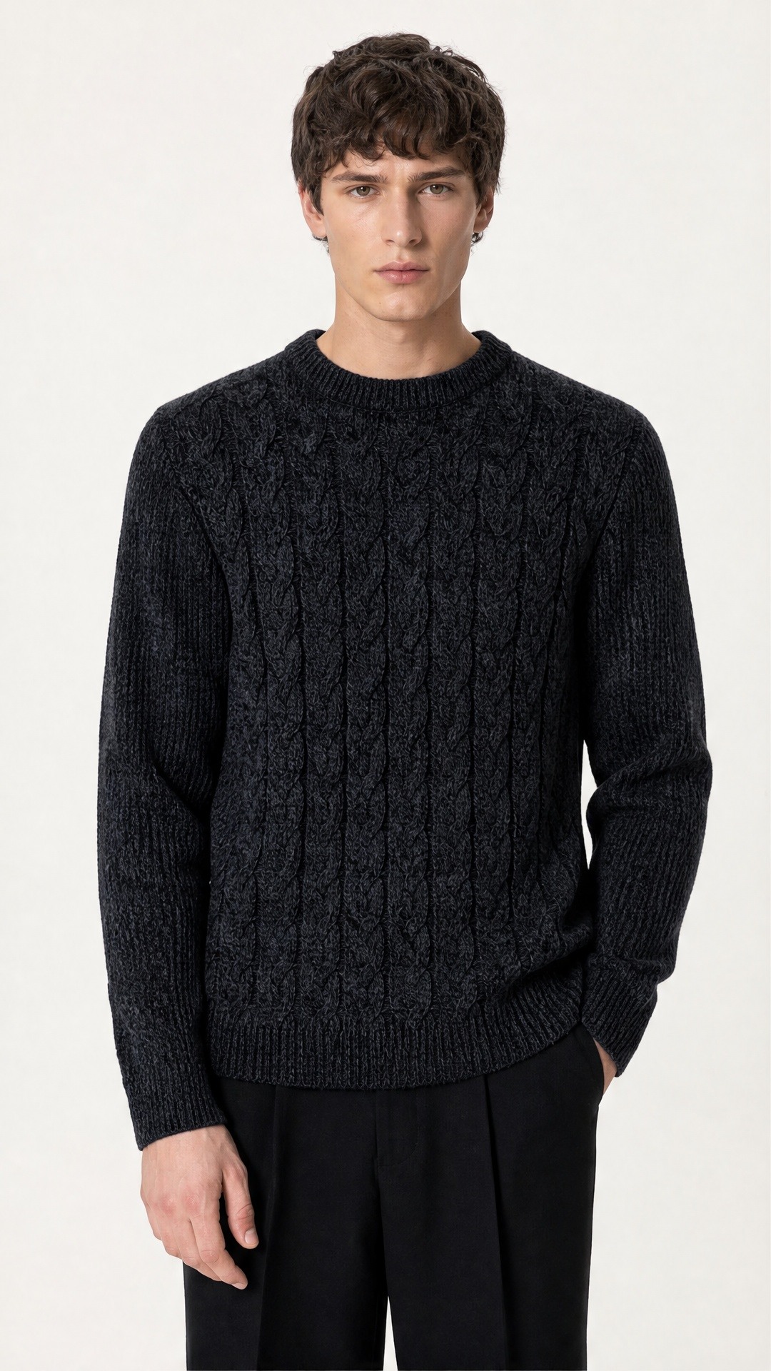 Großhändler FIVE EVER - Zopfmusterpullover mit Rundhals