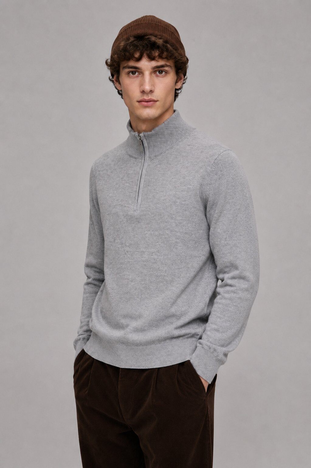 Wholesaler FIVE EVER - Zip-neck sweater – Soft and thick knit