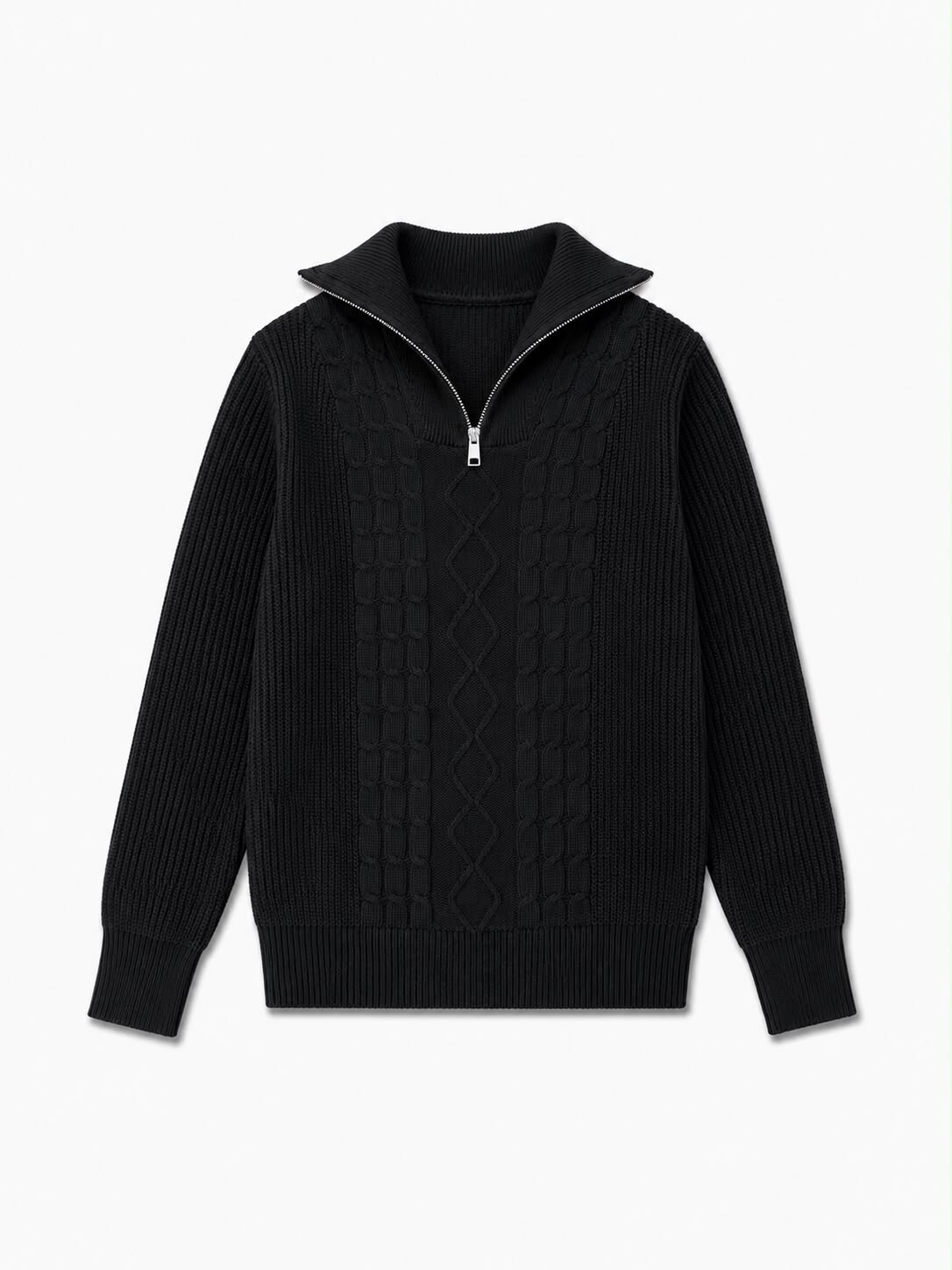 Grossiste FIVE EVER - Pull torsadé zippé col montant