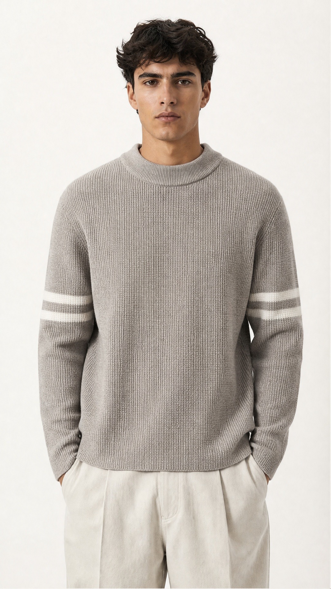 Großhändler FIVE EVER - Waffel-Strickpullover mit Stehkragen