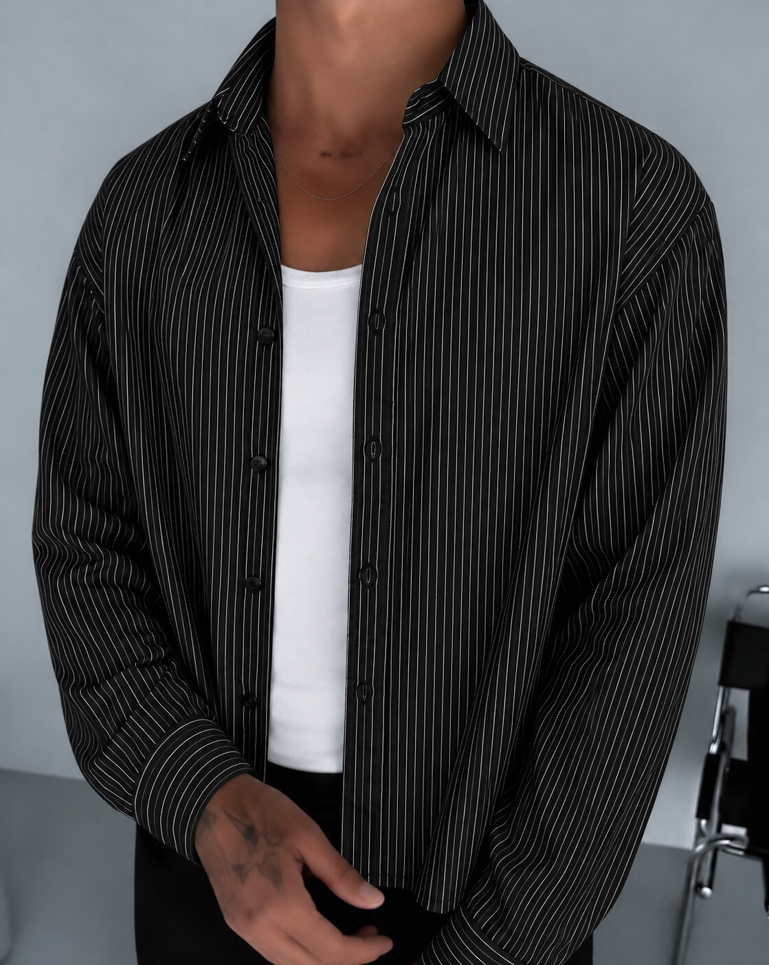Grossista FIVE EVER - Camicia a Righe 100% Cotone