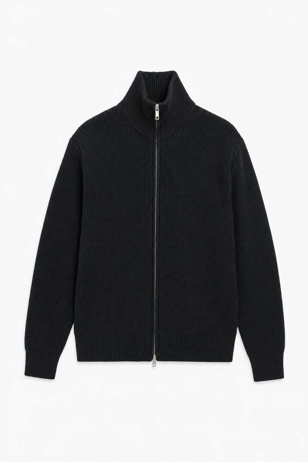 Grossiste FIVE EVER - Cardigan zippé col montant en maille côtelée