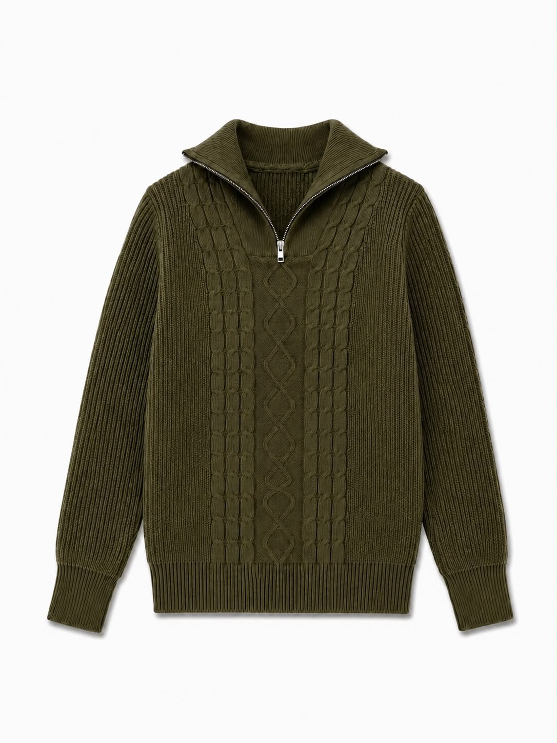 Grossiste FIVE EVER - Pull col zippé torsadé