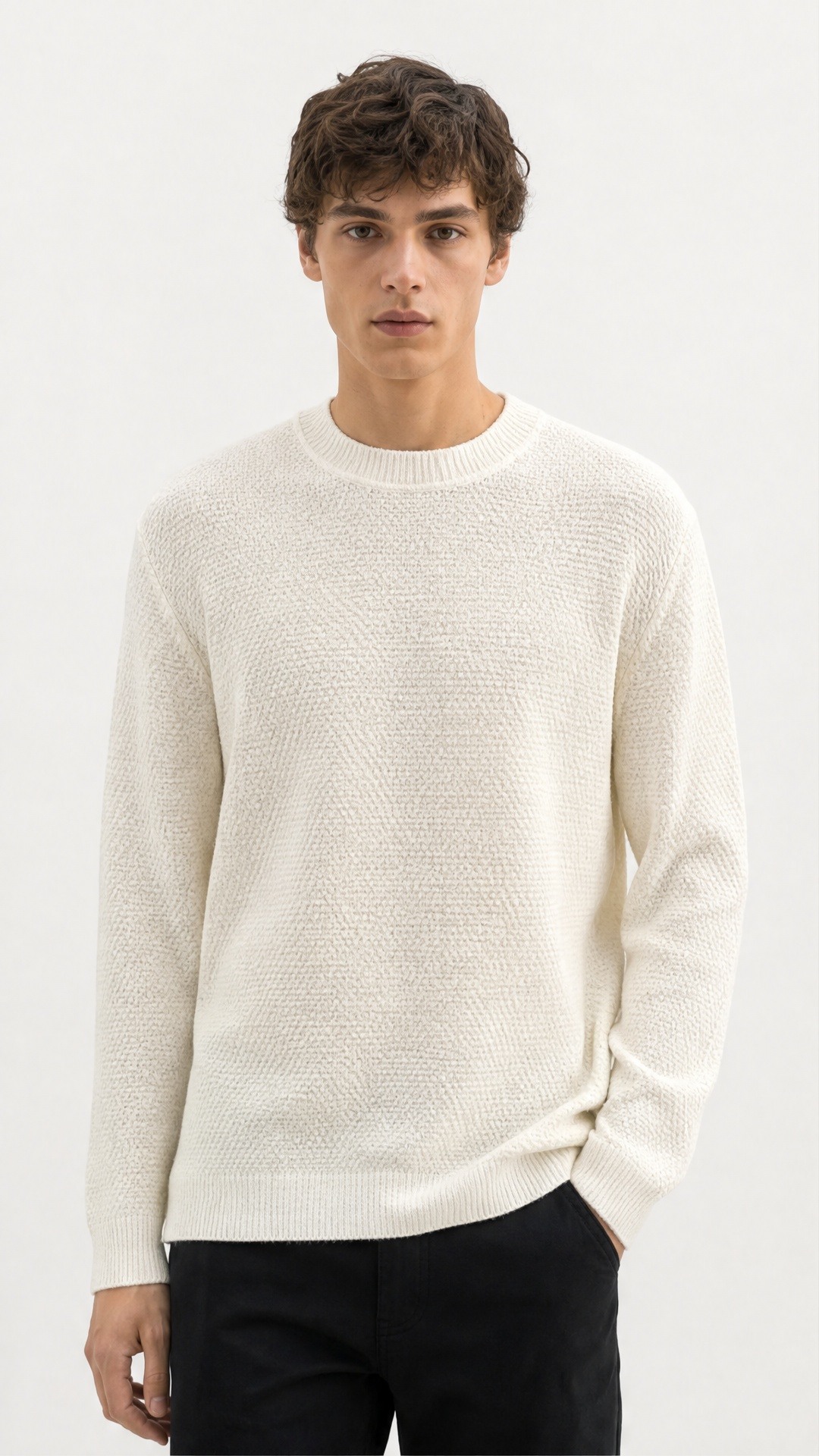 Großhändler FIVE EVER - Waben-Strickpullover mit Rundhals