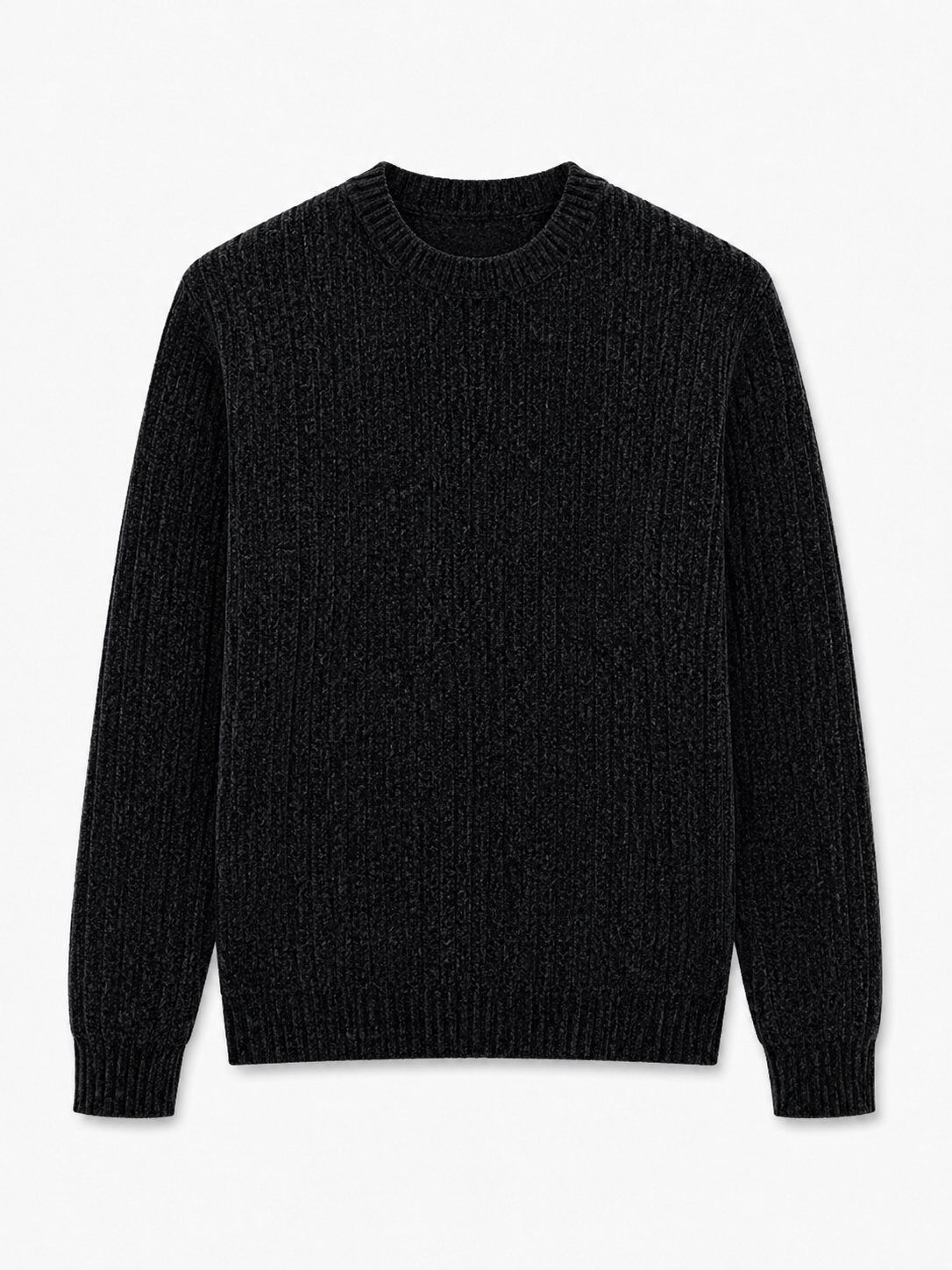Grossiste FIVE EVER - Pull homme en maille chenille torsadée –BLACK