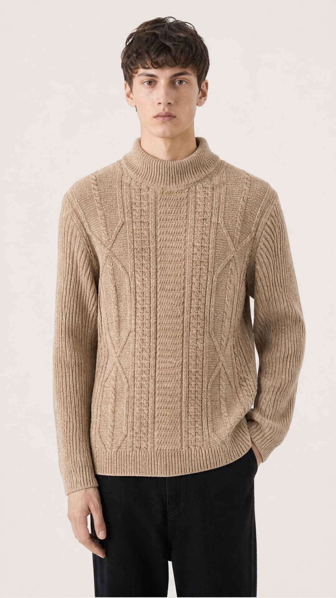 Großhändler FIVE EVER - Rollkragenpullover mit Zopfmuster