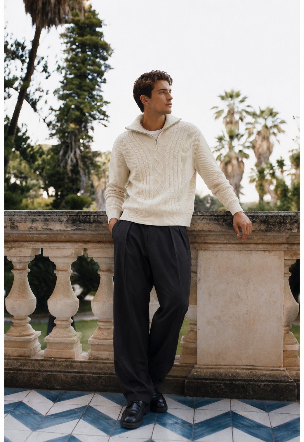 Grossiste FIVE EVER - Pull zippé torsadé