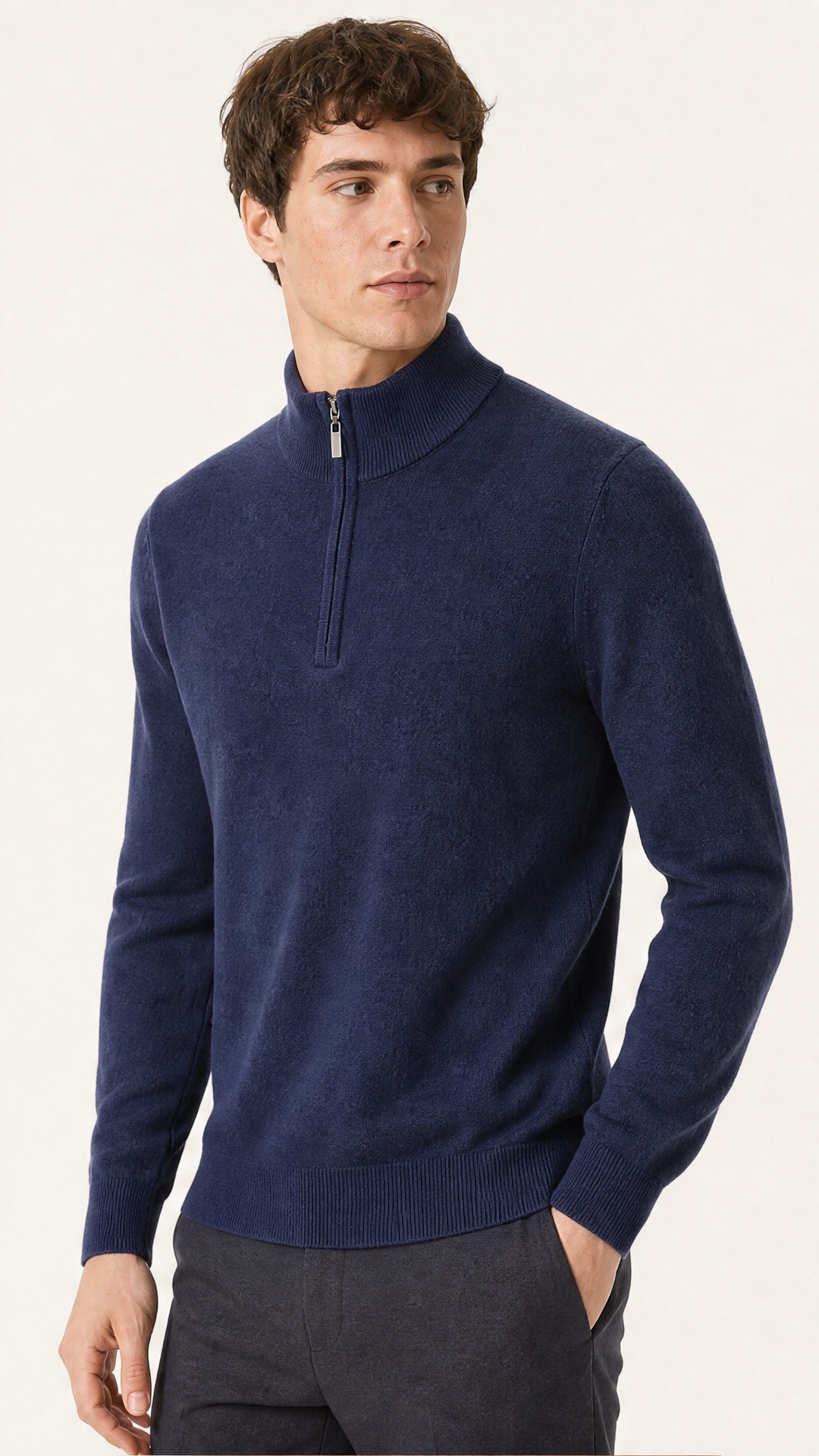 Wholesaler FIVE EVER - Zip-up Collar Sweater – Soft and Thick Knit