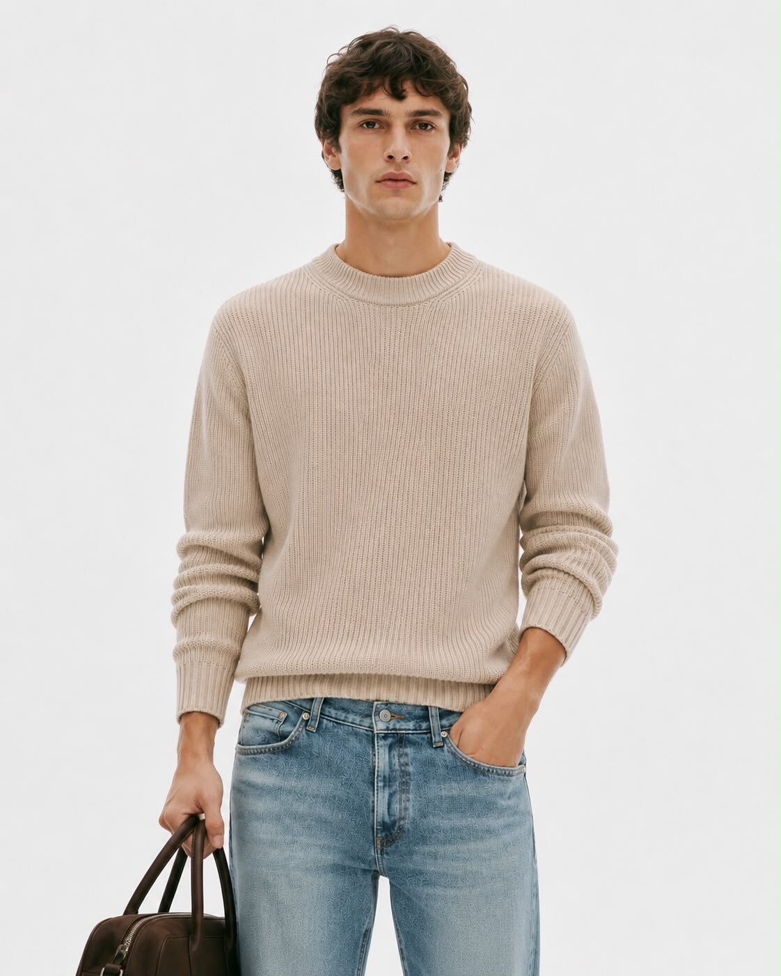 Grossista FIVE EVER - Maglione a girocollo in maglia a coste