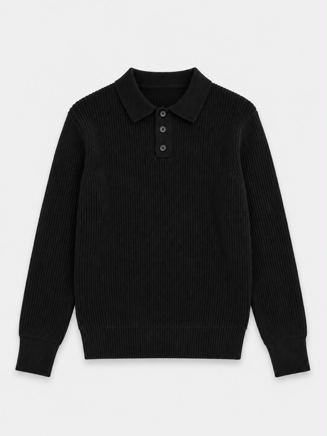 Wholesaler FIVE EVER - Textured Knit Long-Sleeve Polo Sweater