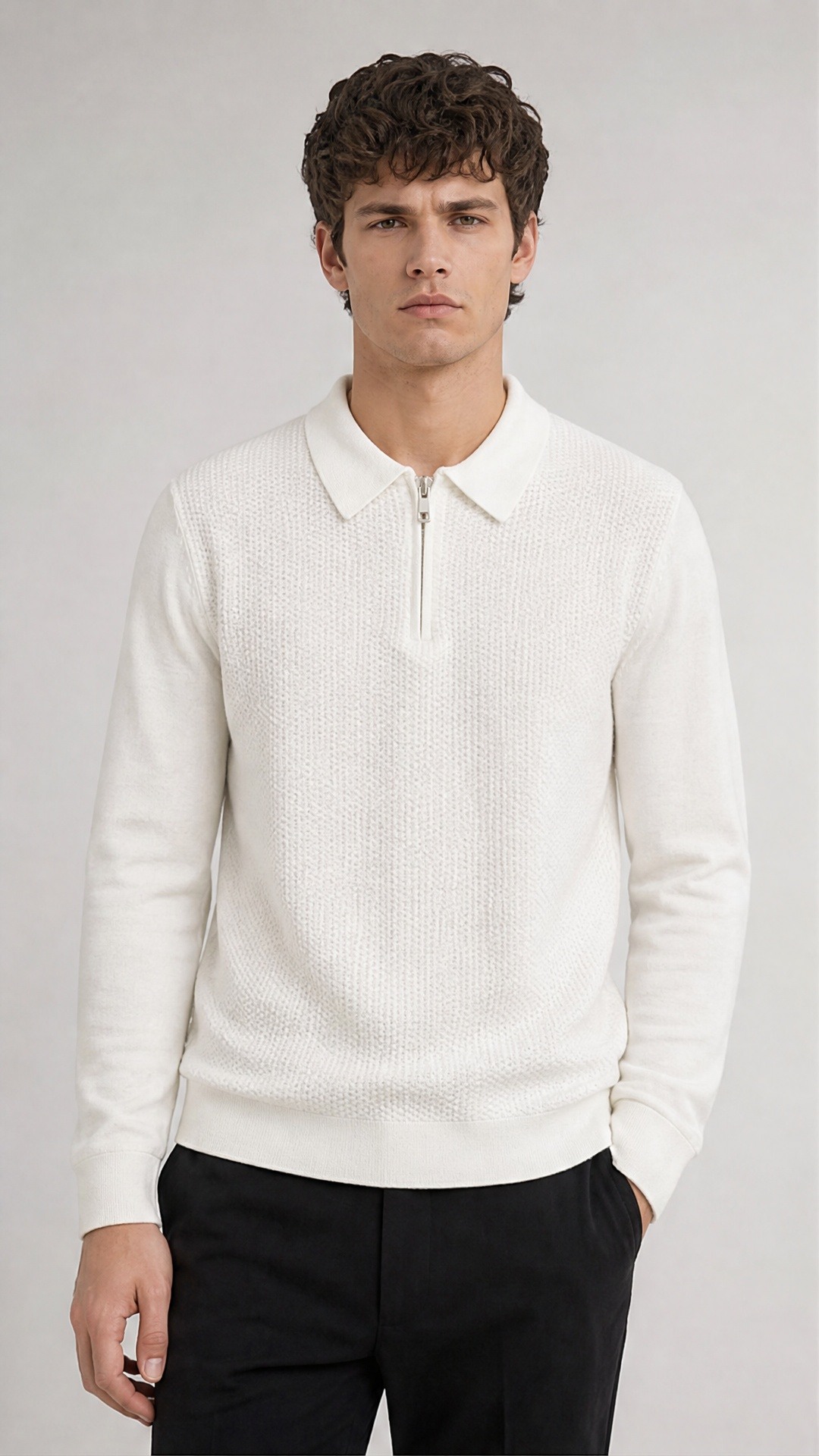 Grossista FIVE EVER - Maglione con collo polo e zip