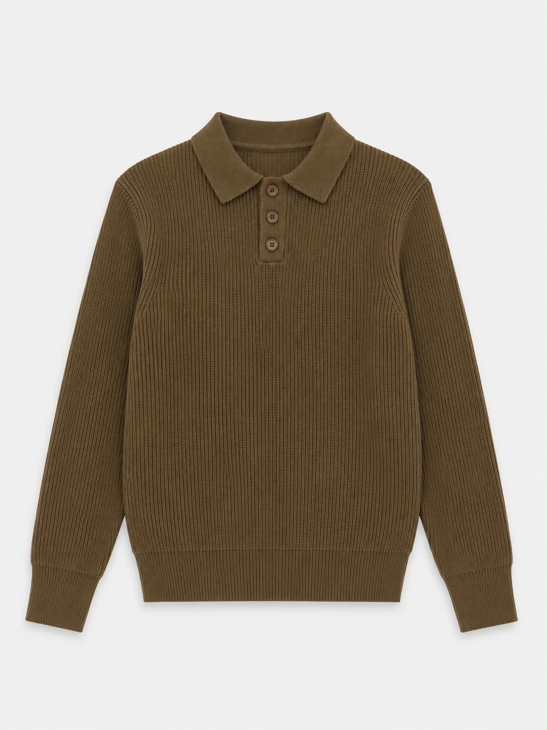 Grossiste FIVE EVER - Polo maille côtelée kaki
