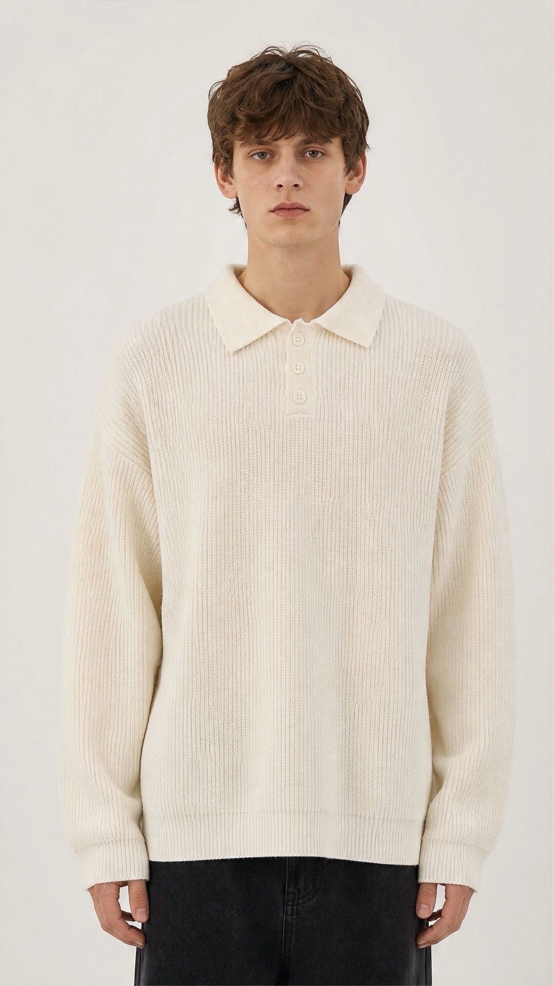 Wholesaler FIVE EVER - Oversized polo sweater in soft knit
