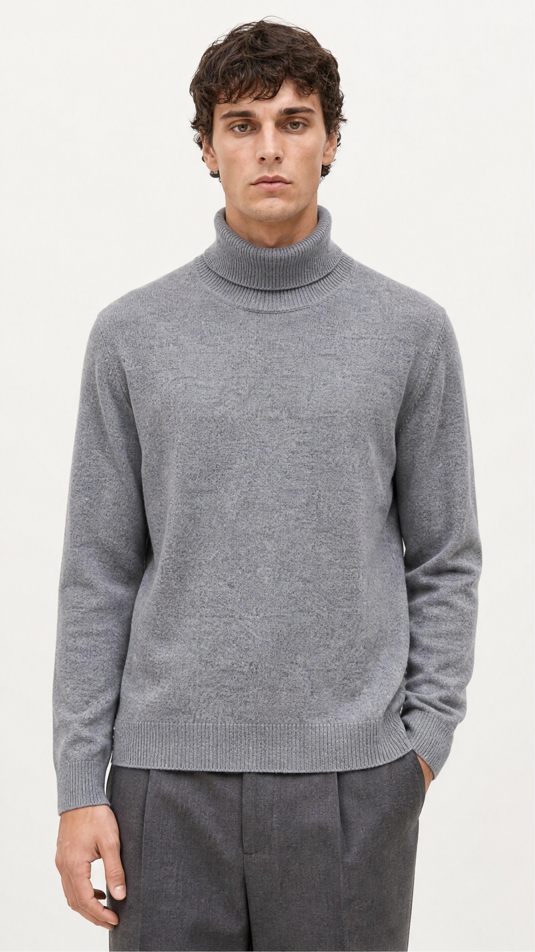 Großhändler FIVE EVER - Grau Gerippter Rollkragenpullover
