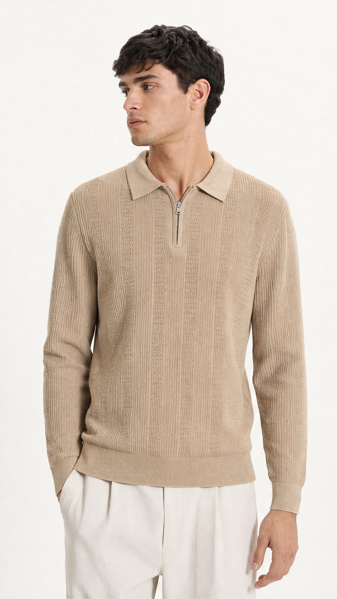 Großhändler FIVE EVER - Pointelle-Zip-Polo